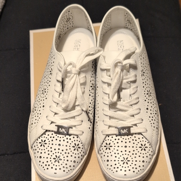 Michael Kors Shoes - Michael Kors Floral Cutout White Sneakers